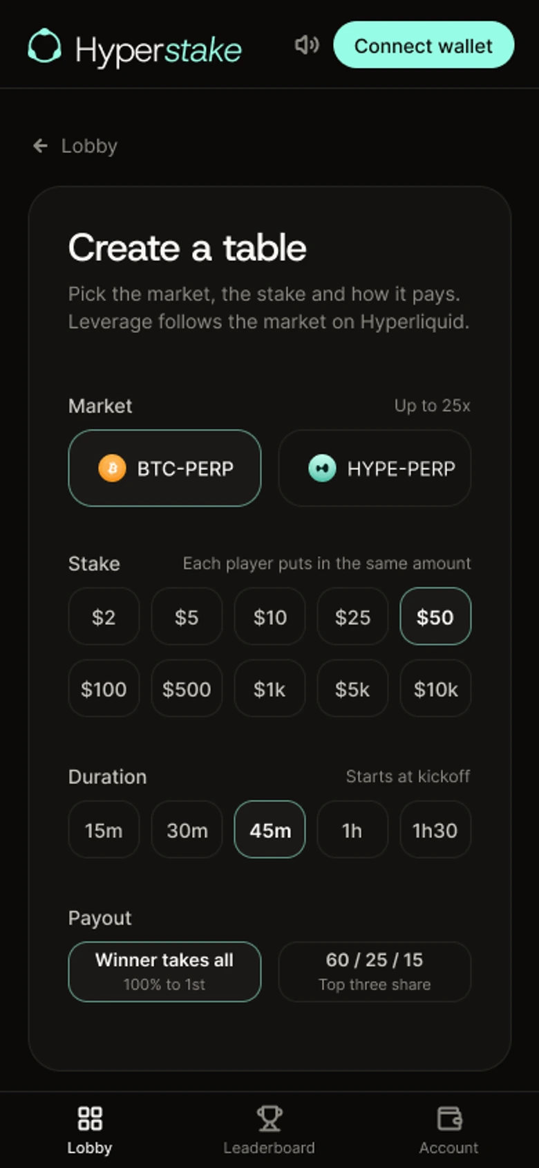 Hyperstake, Mobile app, 1