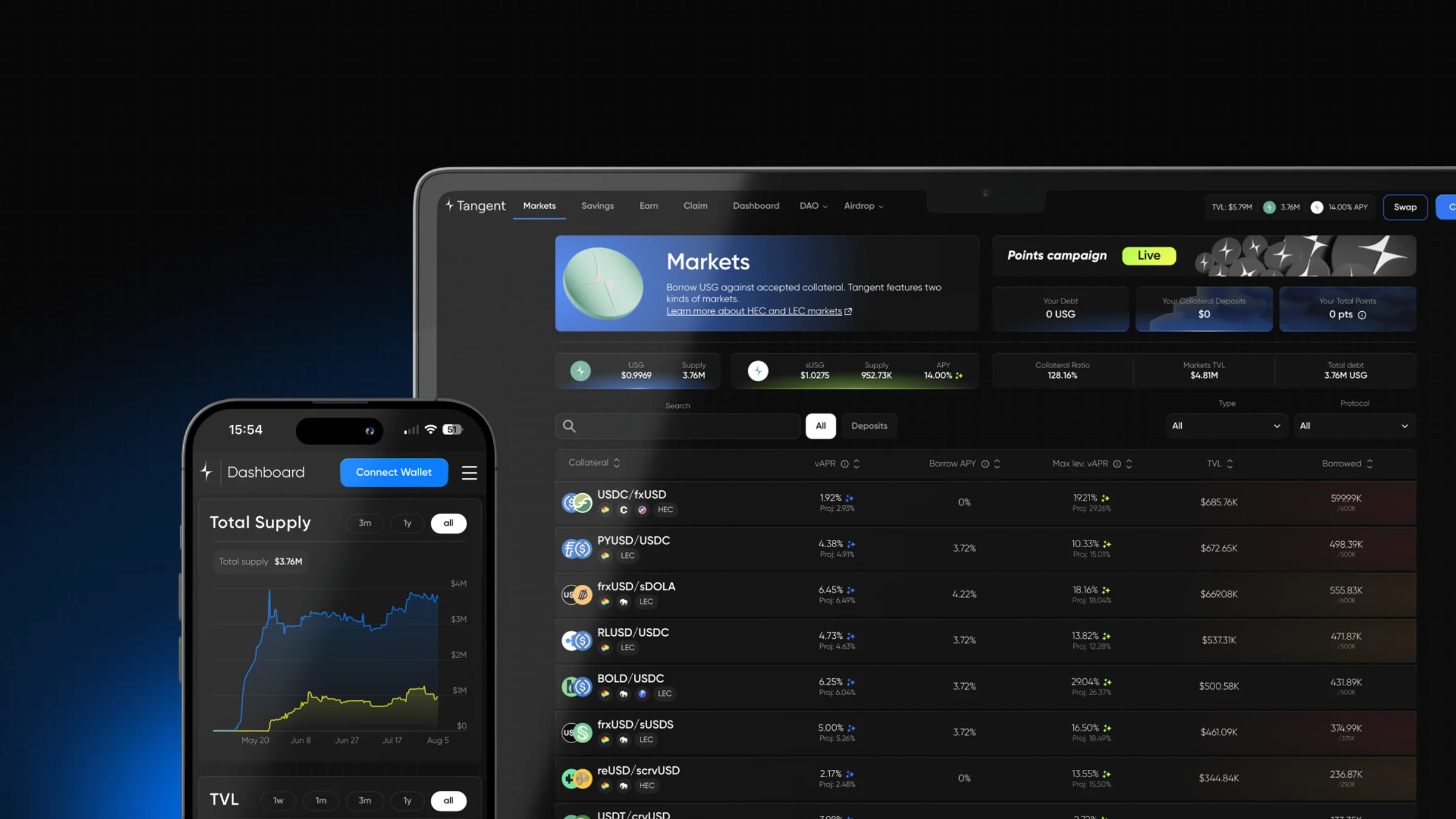 Tangent, dApp interface, 1