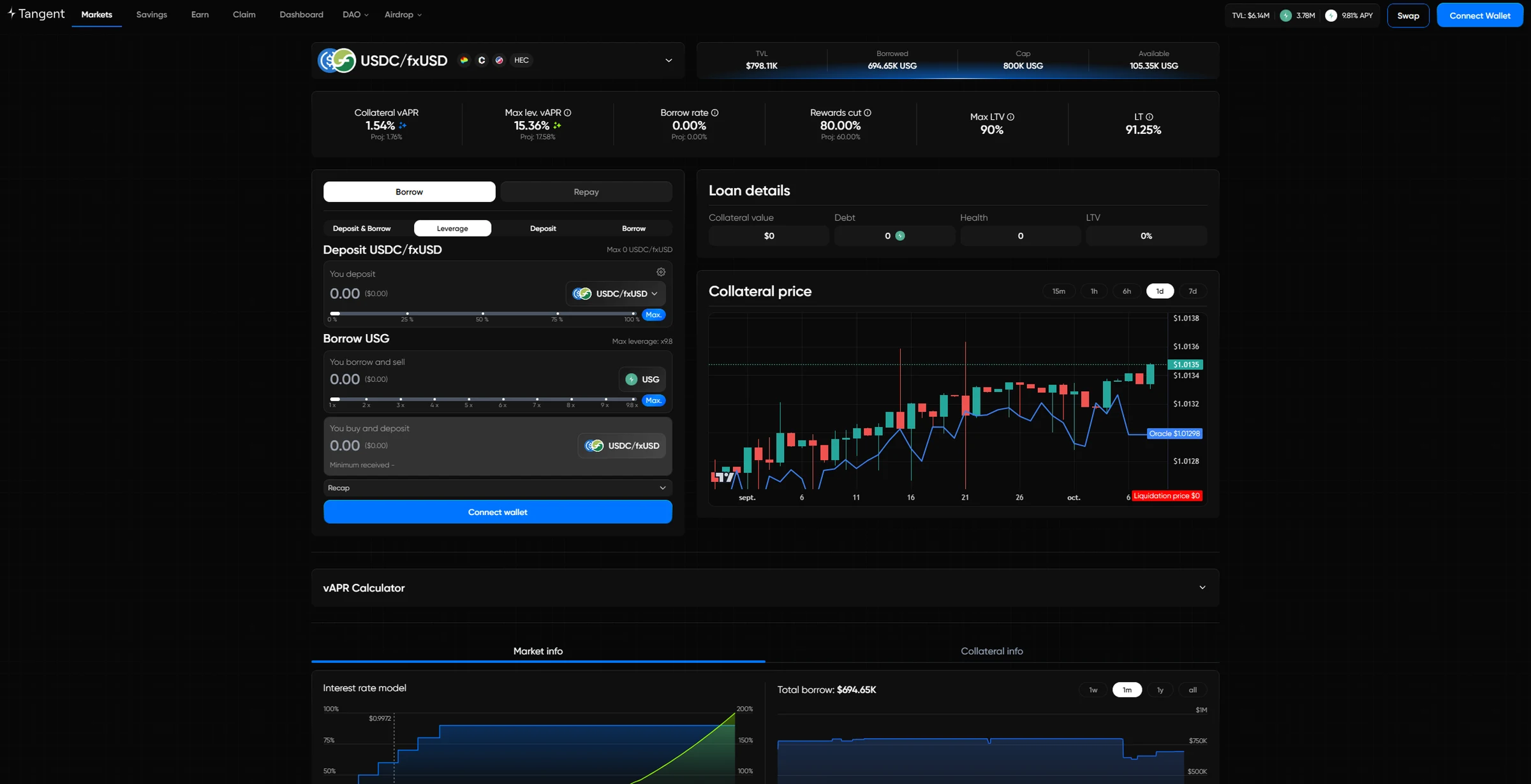 Tangent, dApp interface, 2