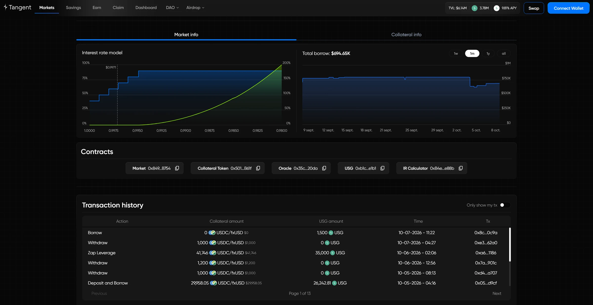 Tangent, dApp interface, 3