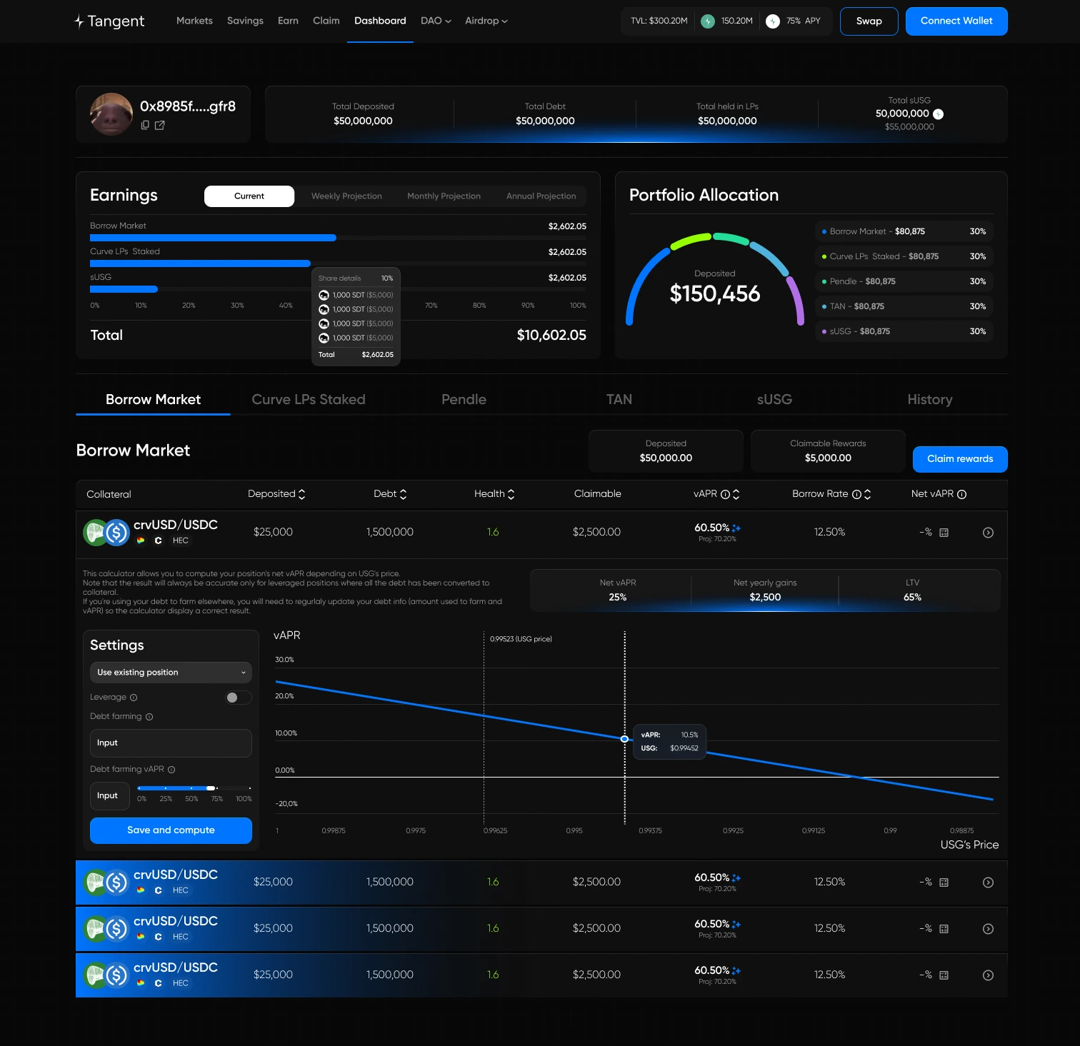 Tangent, dApp interface, 1